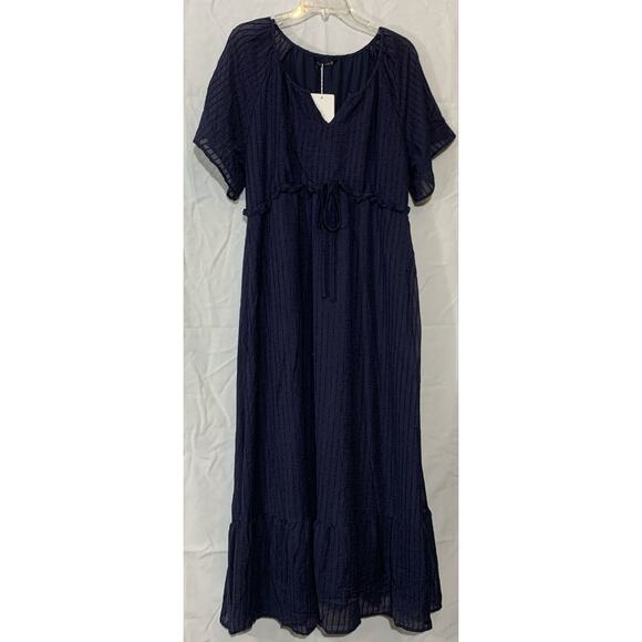 Bloom Chic Navy Maxi Dress Womens Size 10 Flutter Sleeve - Picture 3 of 6